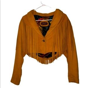 Vintage handmade suede cropped fringe jacket
